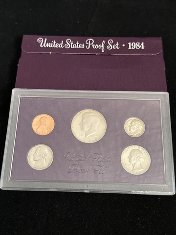 1984 US Mint Proof Set OGP Packaging 5 Coin Set Purple Packaging !P84 Cover