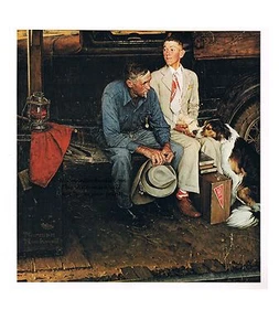 Impresión Norman Rockwell "ROMPER CORBATAS CASERAS" Universidad DEJANDO CASA agricultor 8" x 10" - Imagen 1 de 1