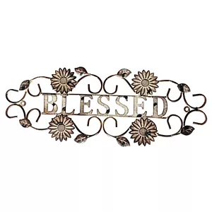 Metal Hanging Blessed Wall Art Sign Home Decor Metal Letters Blessed Sign 17"L - Picture 1 of 5