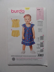 Burda Sewing Pattern 9338 Toddler Girls Dress Top Pants Size 6M-3Yrs - Picture 1 of 3