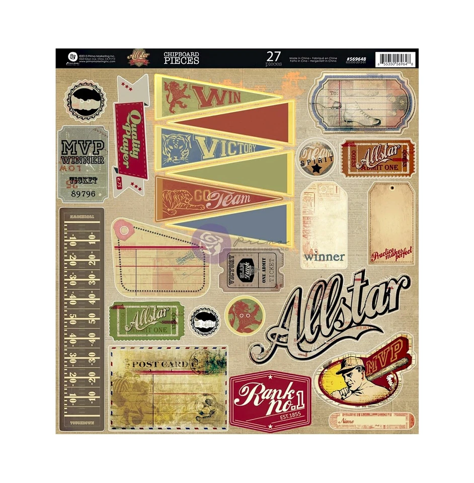 Prima, Colección Allstar, Aglomerado deportivo, Atletismo vintage, Ganador, Banderines Foto 1 de 2