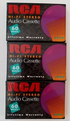 Cassette de audio en blanco estéreo Hi-Fi RCA RC60 3 cintas selladas 60 minutos Foto 1 de 2