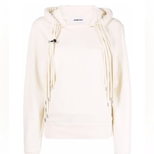 OFF WHITE NUOVO Ambush Cream Multi Cord Coulisse Pullover Felpa con Cappuccio Taglia Media