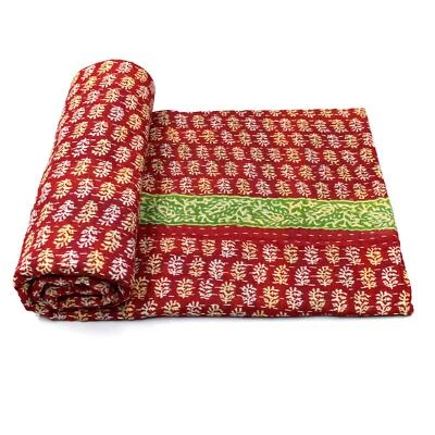 Vintage Quilt Indian Handmade Organic Cotton Couch Cover Bedding Throw - Image 1 of 4