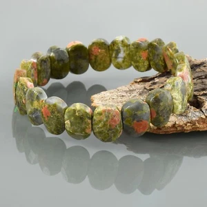 Mano Ajustable Pulsera Elástica Natural Unakita Jaspe 10X14mm Ovalado Cuentas - Imagen 1 de 6
