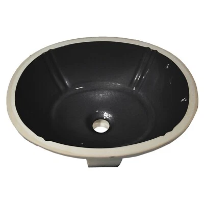 Petal Oval Shaped Undermount Bathroom Sink 17 -7/8" X 14-1/2" Black Porcelain - Image 1 of 4