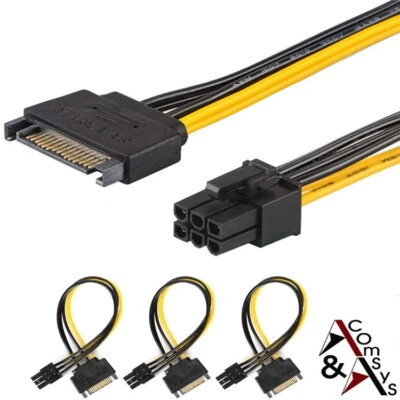 SATA 15Pin Connecteur À Pci-E 6Pin pour Pci-Express Graphique Câble Adaptateur - Bild 1 von 4