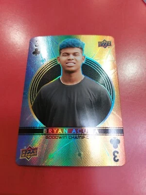 2022 UPPER DECK GOODWIN CHAMPIONS PLAYING CARDS 3-CLUBS BRYAN ACUNA - Image 1 of 2