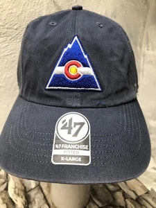 NHL 47 brand COLORADO ROCKIES Avalanche Vintage Hockey Slouch Fitted Mens Hat XL - Picture 1 of 11