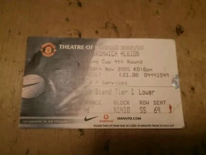 Man Utd v West Brom Carling cup 4th round ticket 2005/2006 30/11/05 Manchester - Picture 1 of 4