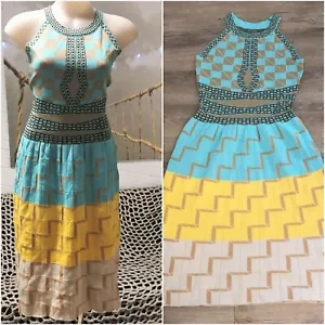 RETRO 60s MOD DRESS 12 geometric FINE KNIT winter summer TEAM w sandals or BOOTS - Picture 1 of 14