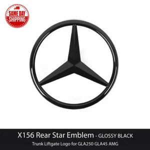 For X156 GLA45 Mercedes GLOSS BLACK Star Emblem Rear Trunk Lid Badge AMG GLA250 - Picture 1 of 5