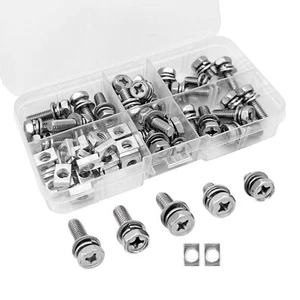 60 PCS Battery Bolts and Nuts, Stainless Steel Battery Terminal Screws with - Picture 1 of 6
