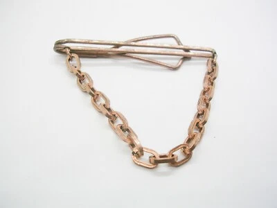Vintage Tie Chain Copper Tie Clip with Chain Formal Wear Men Jewelry - Image 1 of 3