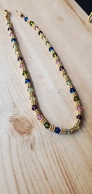 14karat Gold 10" Bracelet/anklet, With Gemstones, 8.7g, Scrap Or Wear  - Image 1 of 4