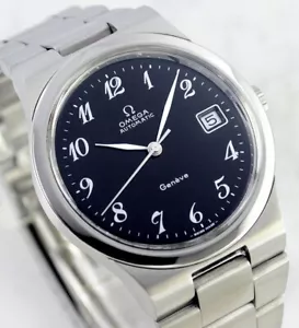 OMEGA GENEVE AUTOMATIC 1660173 CAL1012 DATE BLACK DIAL MEN'S WATCH - Picture 1 of 20