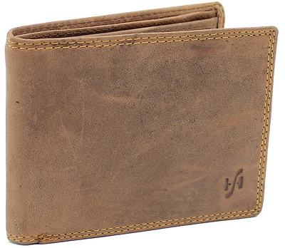 Mans Rustic Brown Aged Leather Wallet RFID Signal Blocker for Contactless Cards - Image 1 of 4