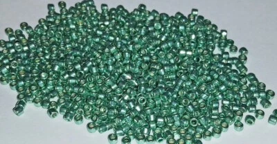 Vintage Cut 11/0 Metallic Mint Green Miyuki Shoji DELICAS Seed Beads BB85-51 - Image 1 of 3