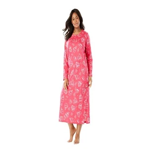 Dreams & Co. Women's Plus Size Long Henley Sleepshirt Size 16 S Pink - Picture 1 of 11