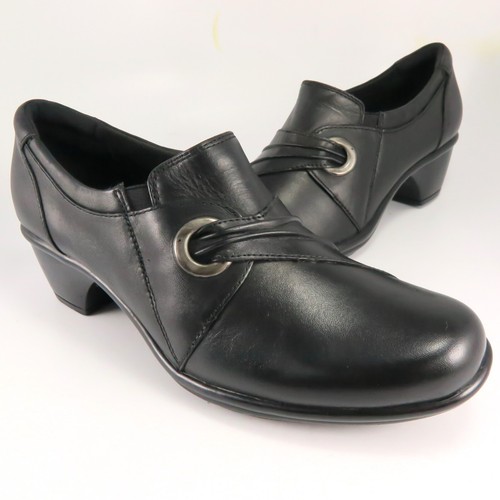 Mocassini Clarks WISH TRANCE donna taglia 7 5M neri in pelle slip on shooties ballerine