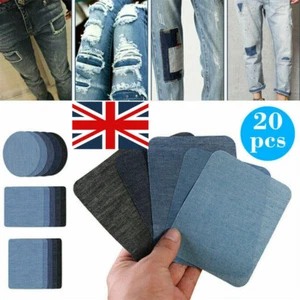 20Pcs 5 Colors DIY Iron On Denim Fabric Patches For Clothing Jeans Repair Kit UK - Picture 1 of 10