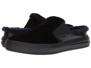 Salvatore Ferragamo Douglas Black Velvet Slipper Sneaker Shearling 10 EE New - Picture 1 of 12