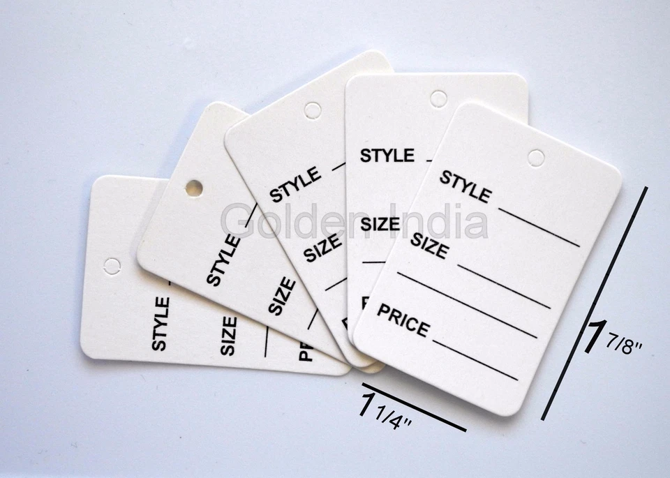 SATSONIK 2000 White Merchandise Price Jewelry Garment Store Paper Tags 1 7/8'x1 1/4"