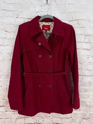 Abrigo MOSSIMO Rojo Cinturón Guisante Chaquetón Para Mujer Talla L Algodón Doble Pecho Foto 1 de 4
