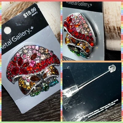 🍄Metal Gallery Red Mushroom Orange, Green 3” High Brosh [Nuevo]🍄 Foto 1 de 4