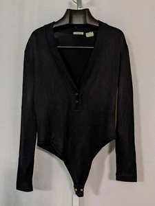 Azzedine Alaia Vintage 90s Black Rayon Blend One Piece Knit - Picture 1 of 3