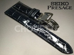 Seiko Presage 20mm Black Crocodile Leather Strap for SARX019, SARW011 with PINS - Picture 1 of 8