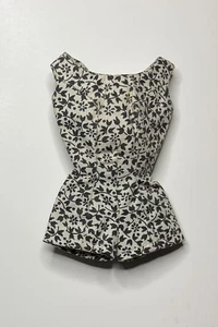 ✨ 1962 Barbie Fashion Pak Scoop Neck Playsuit Black & Ecru Floral Vtg Romper - Picture 1 of 5