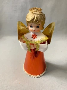 SELTEN Vintage 7 Zoll Engel Weihnachtsbaumspitze Fee Folie Filz Kegel Karton MCM Japan - Bild 1 von 7
