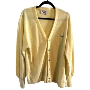 Vintage JCPenney Men's The Fox Sweater Yellow Acrylic Cardigan Long Sleeve XL - Picture 1 of 4