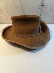 Vintage Leather Cowboy Hat For Men By Skully Made In USA - Picture 1 of 11