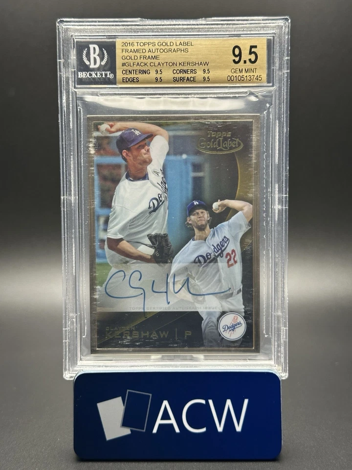 Clayton Kershaw - 2016 Topps Gold Label Framed 🔥 AUTO BGS 9.5/10 🔥 R17 - Image 1 of 3
