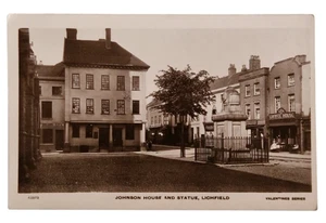 Antique Lichfield RPPC Postcard Johnson House & Statue Staffs 1913 Valentine’s X - Picture 1 of 5