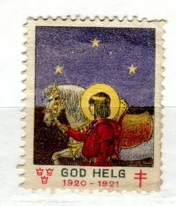 CINDERELLA 064 Sweden 1920 Christmas horses animals FAUNA - Bild 1 von 1