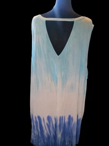 Livi Active Lane Bryant Dress Womens Size 26/28 Blue Tye Dye Midi Keyhole Back - Picture 1 of 4