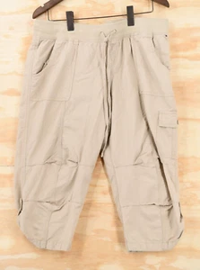 Tommy Hilfiger Cropped Cargo Capri Pants Khaki Drawstring Waist Womens Large - Picture 1 of 11