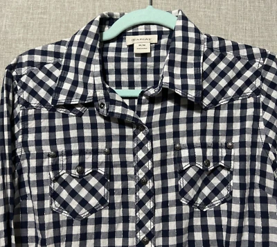 Рубашка женская Ariat средний размер синяя клетчатая с застежкой отлива с заклепками вестерн родео - Изображение 1 из 4