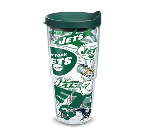 NEW YORK JETS, 24oz DOUBLE WALL,  TUMBLER FROM TERVIS  WITH LID INCLUDED Cover