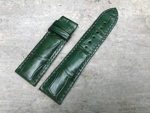 24mm/20mm Green Alligator Crocodile Embossed Leather Watch Strap Band - Picture 1 of 3