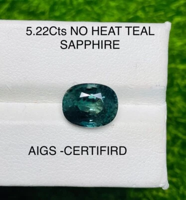 AIGS Certified 5.22CT  Natural TEAL BLUE  Unheat Sapphire - Image 1 of 4