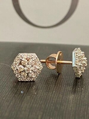 0.53 Cts Round Brilliant Cut Natural Diamonds Stud Earrings In 585 Fine 14K Gold - Image 1 of 4