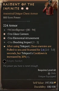 Raiment of the Infinite 2GA Chest Armor Diablo 4 ETERNAL REALM NON-SEASON SC D4 - Bild 1 von 1