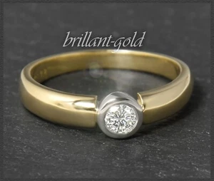 Diamant Solitär Ring, lupenreiner 0,28ct Brillant, 750 (18 Karat) bicolor Gold - Bild 1 von 7