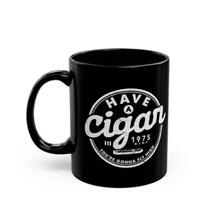 Vintage Style Cigar Mug, Black Mug for Cigar Lovers, Cigar Aficionado - Picture 1 of 9