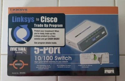 Linksys 5 Port Switch SD205 with Power Supply Brand New Sealed - Image 1 of 4