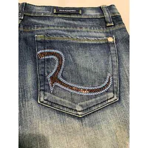 Rock & Republic Jeans Unisex Blue Denim Flare Low Rise Medium Wash Size 31 - Picture 1 of 24